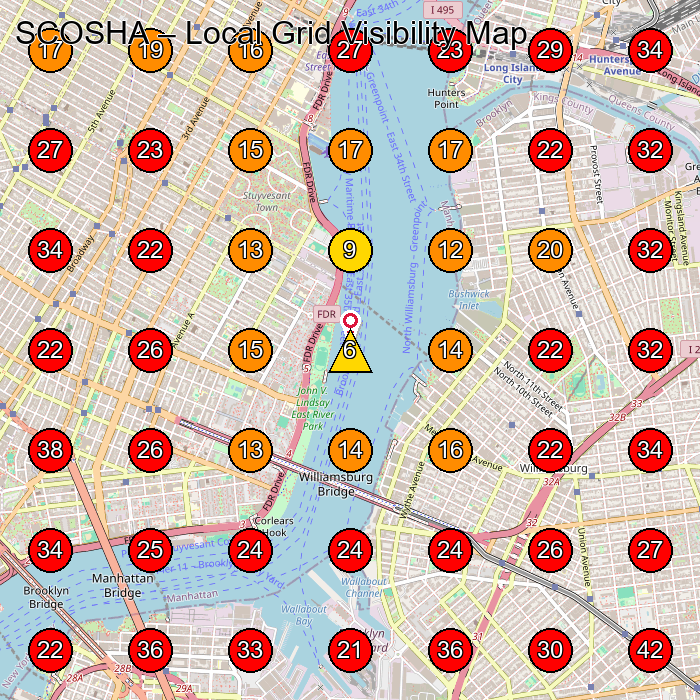 SCOSHA GeoGrid visibility map for Clothing Store in Brooklyn